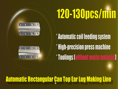 Línea automática de fabricación de orejetas de latas rectangulares para un ahorro de material del 100 %